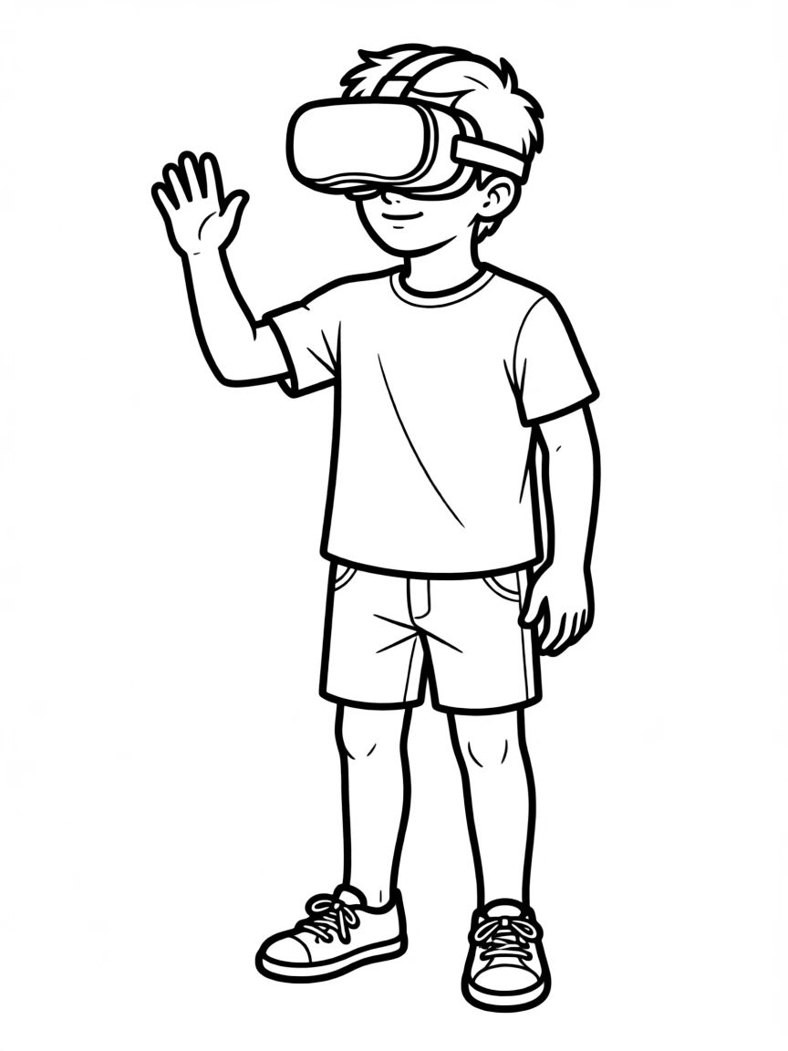 A game player wearing a VR headset