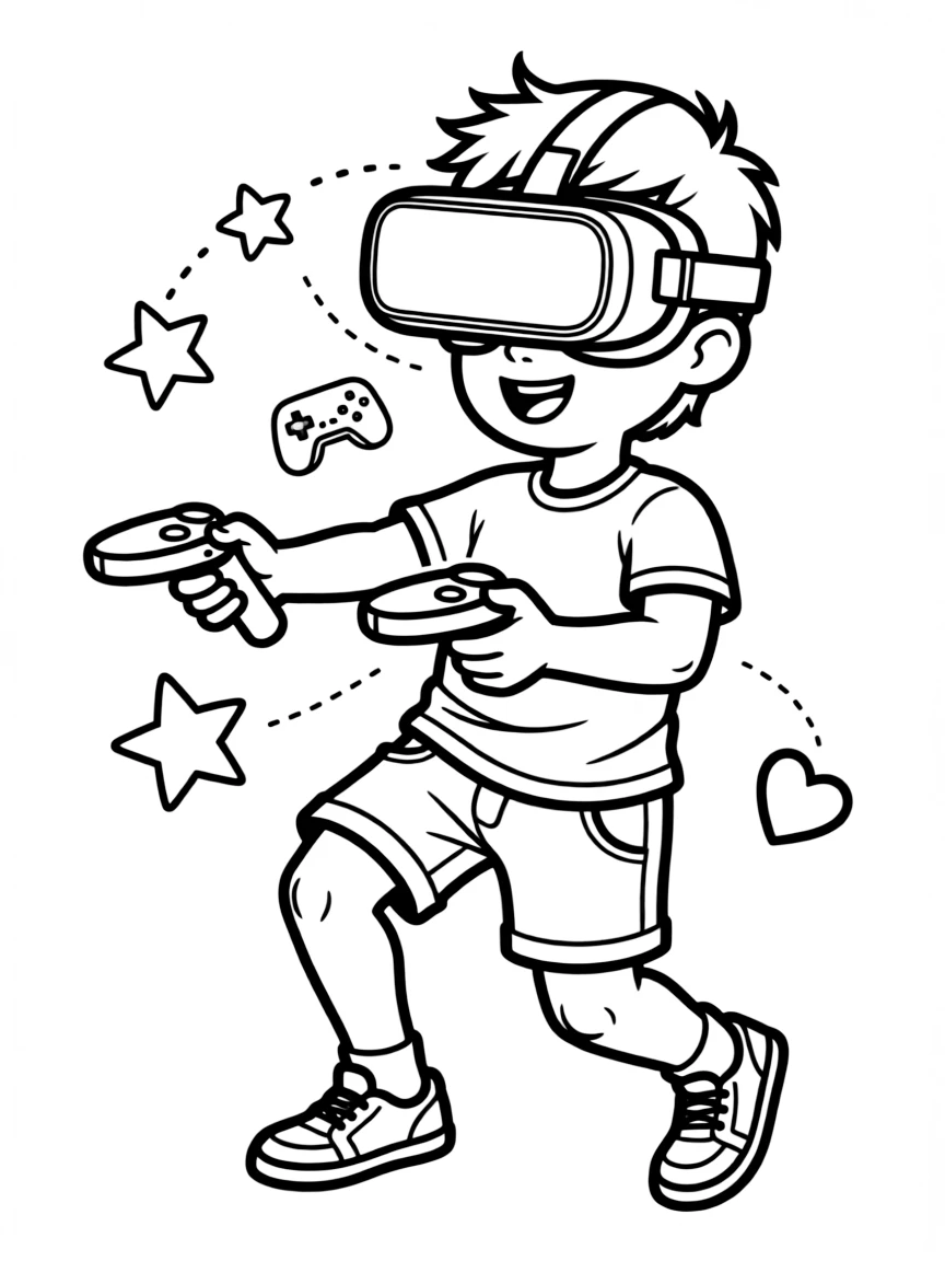 A game player wearing a VR headset