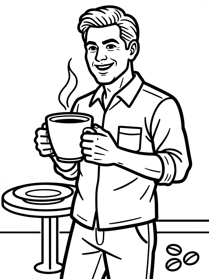 George Clooney with a coffee