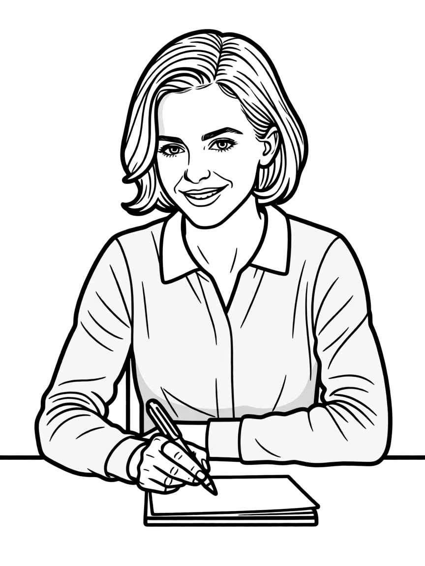 Emma Watson holding a pen