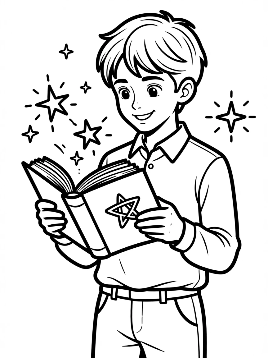Daniel Radcliffe with a spell book