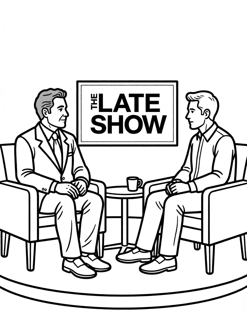 Stephen Colbert interviewing