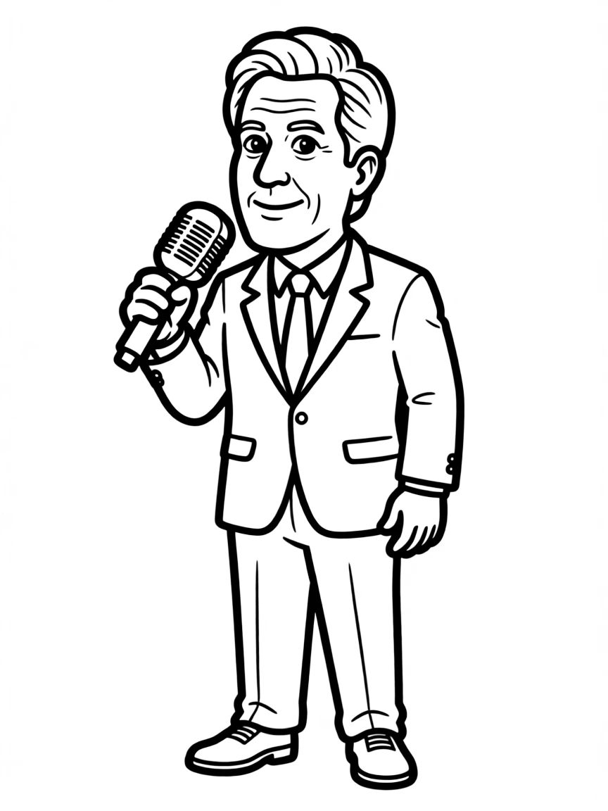 Stephen Colbert with a microphone in hand