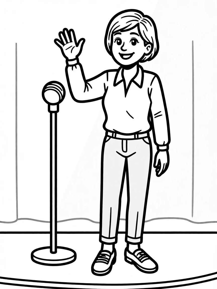Ellen DeGeneres waving to the audience