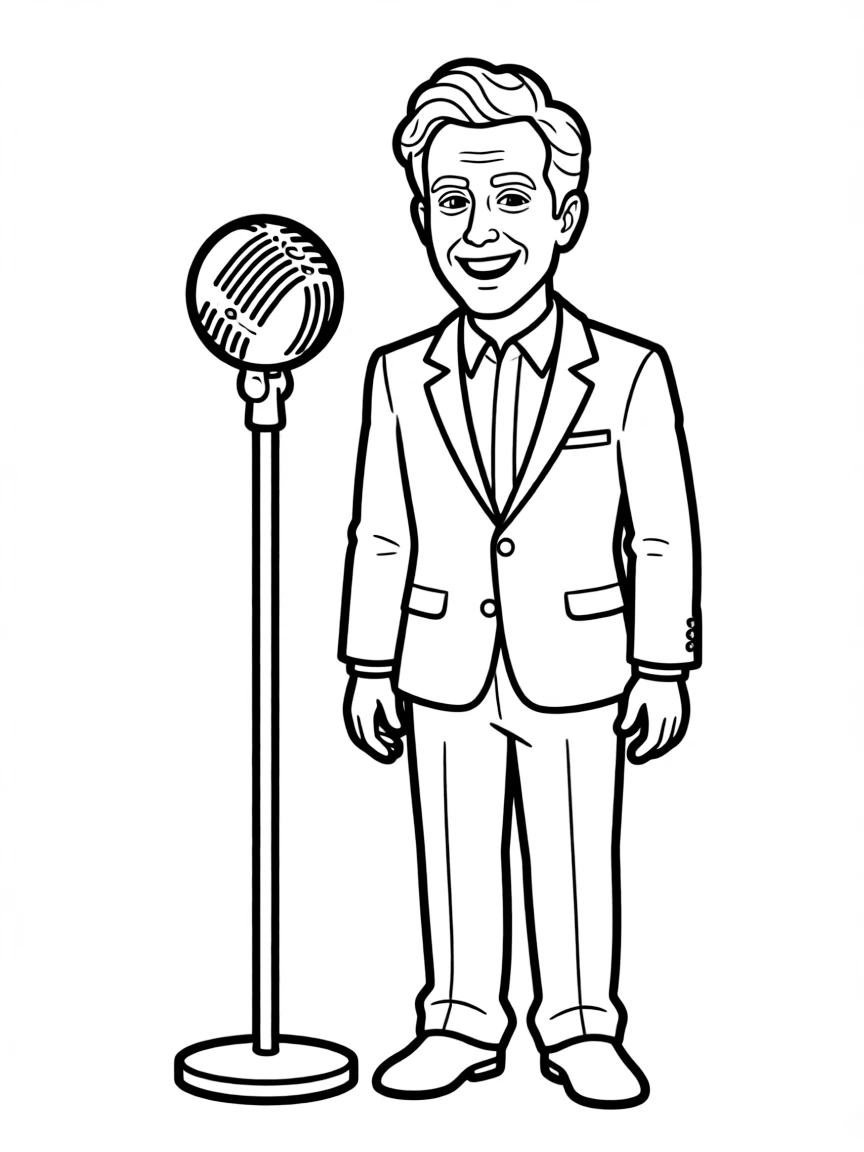 Conan O'Brien with a tall microphone