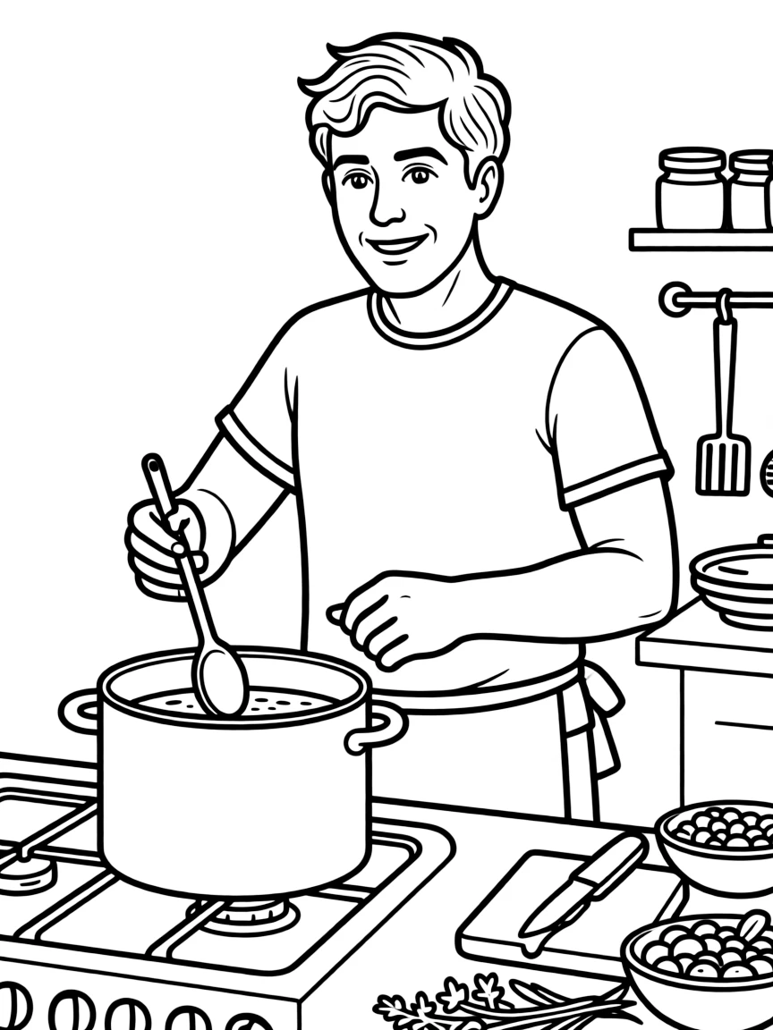 Jamie Oliver stirring a pot