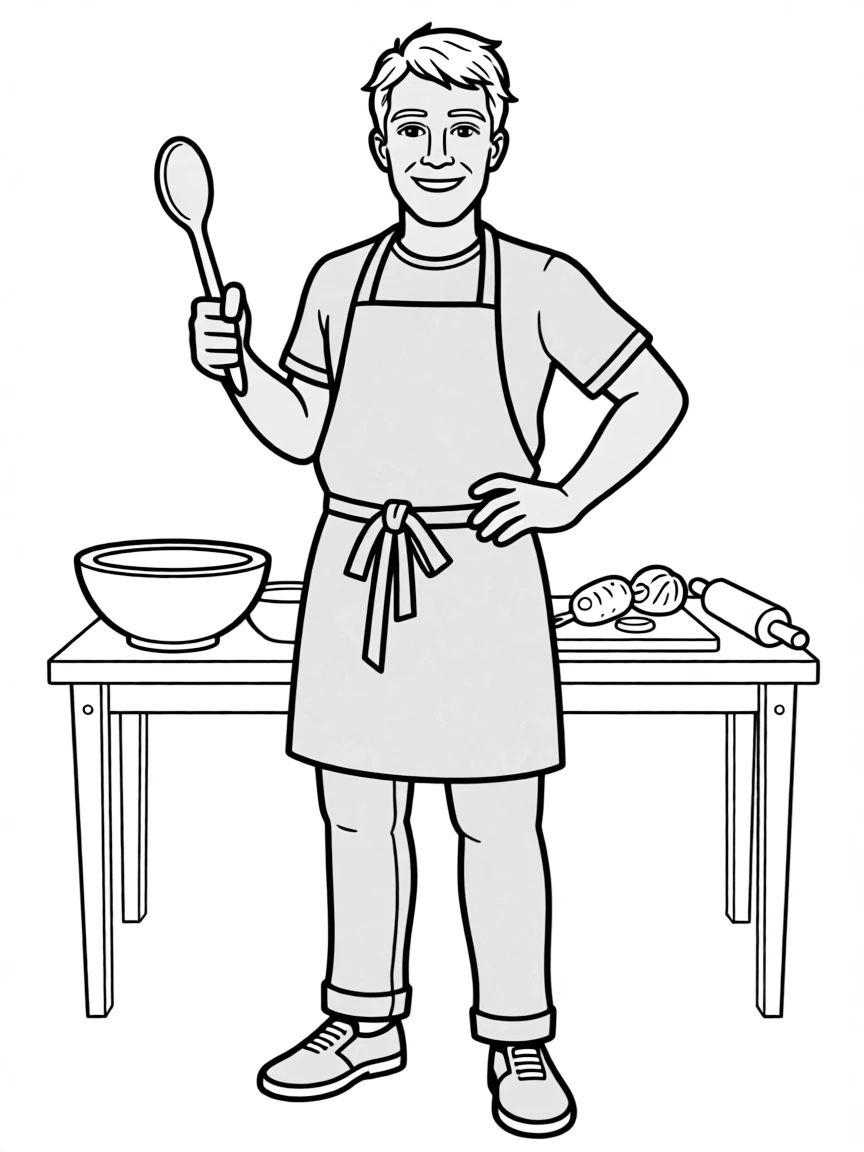 Jamie Oliver wearing an apron