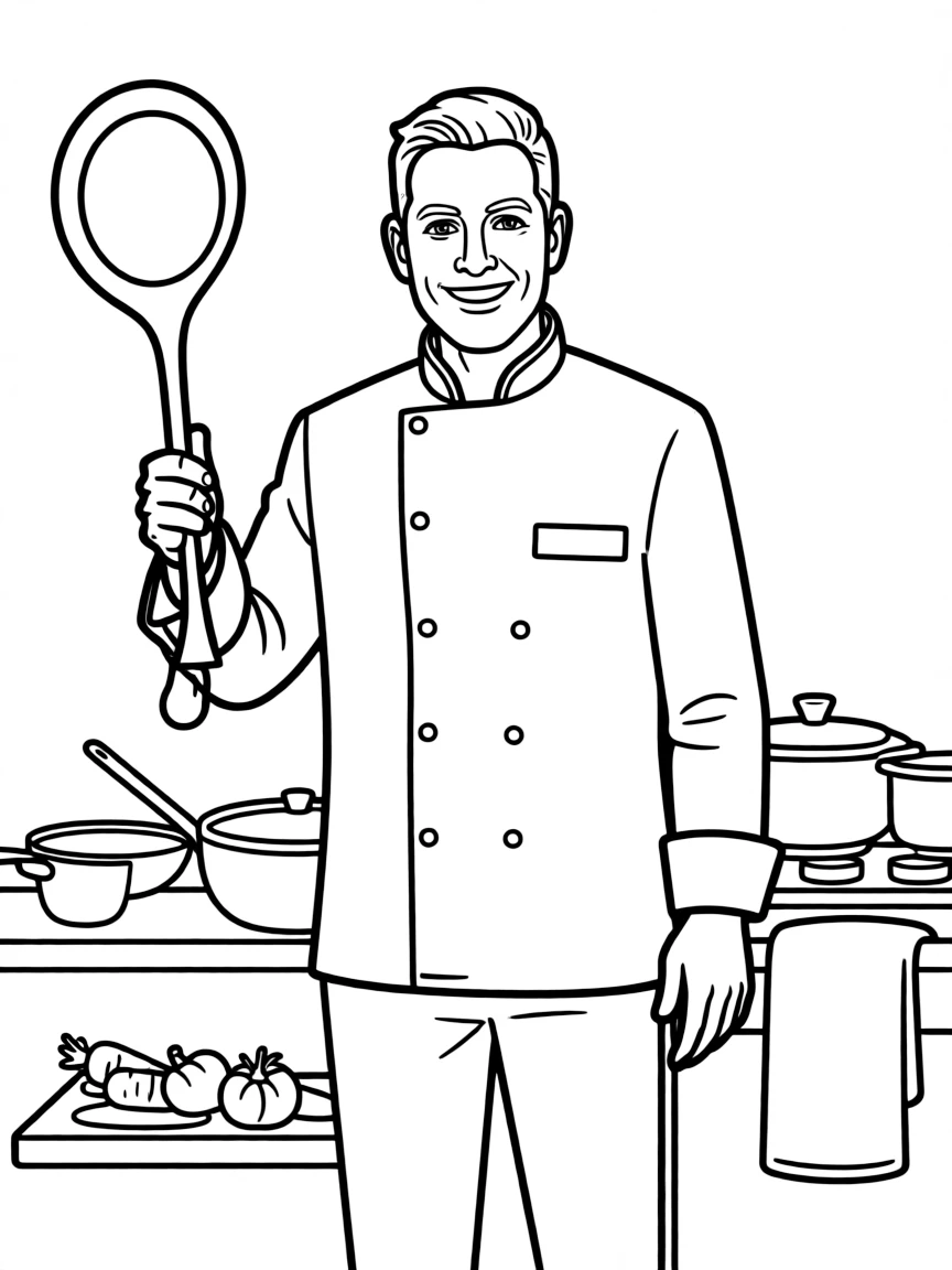 Jamie Oliver with a cooking spoon