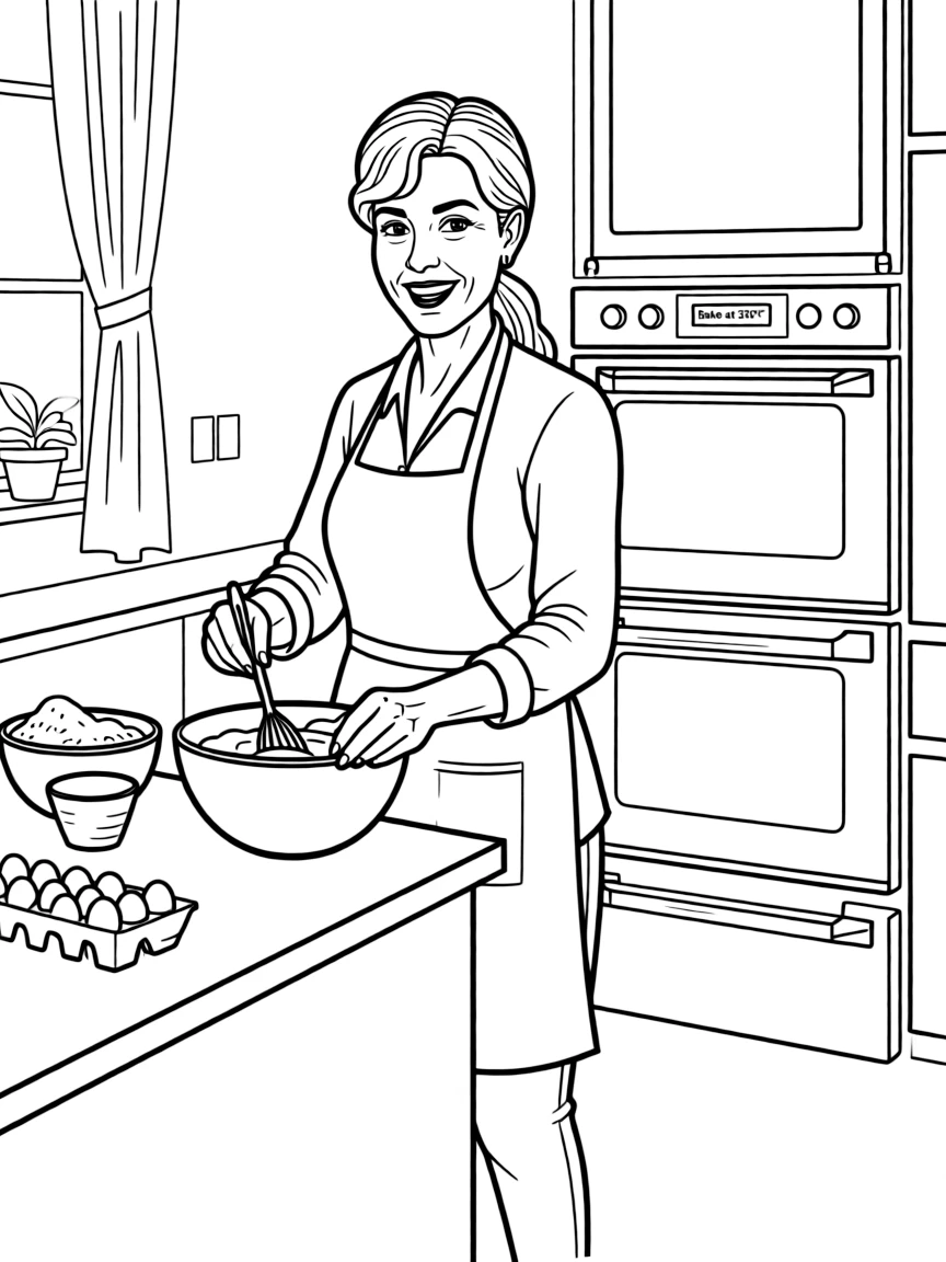 Martha Stewart baking a cake