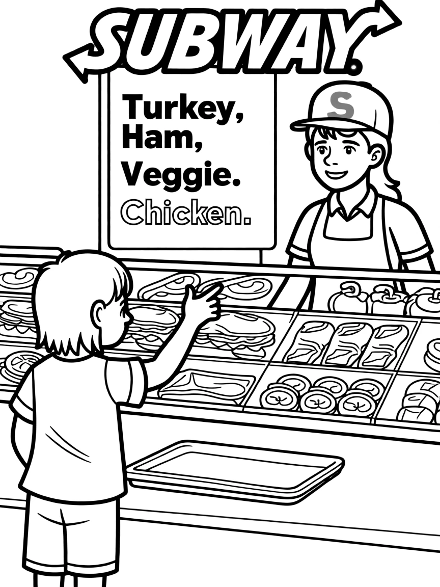 Ordering a sanwich in a Subway store
