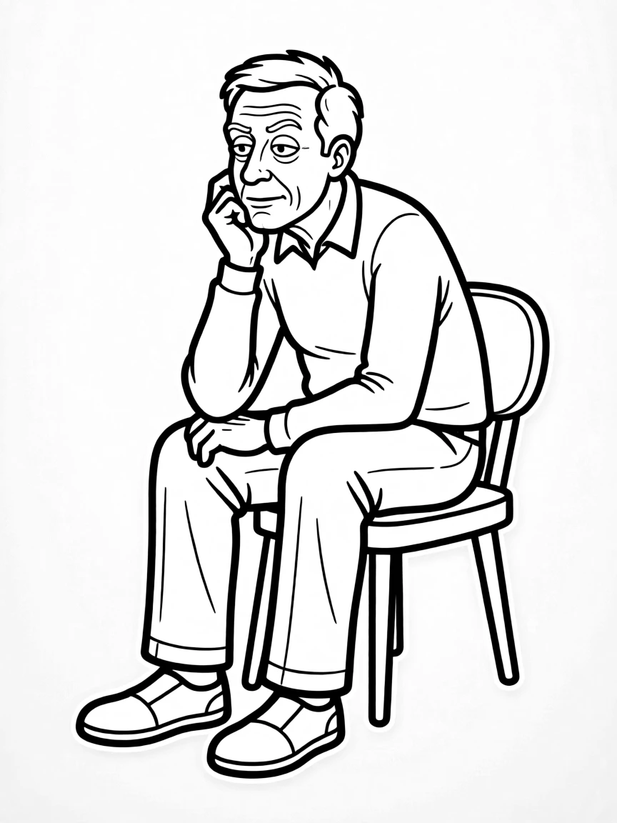 Larry David sitting and thinking