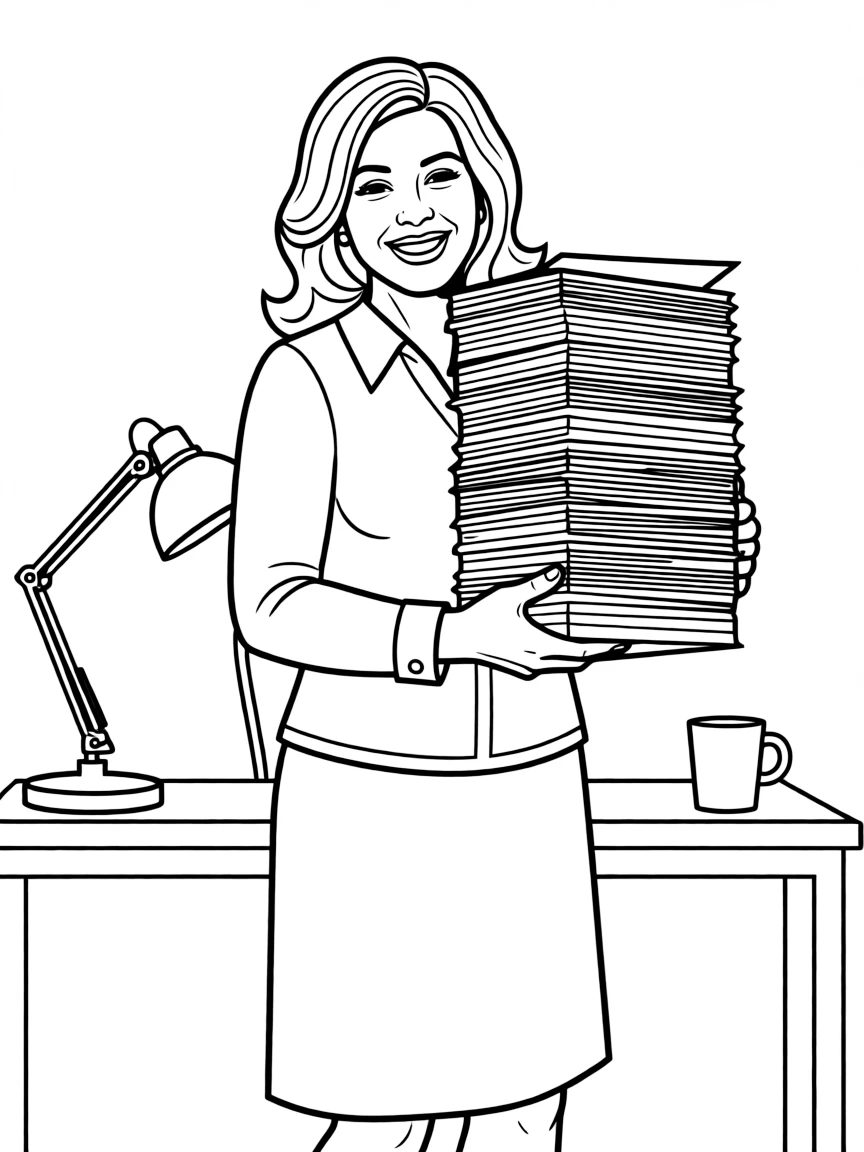 Shonda Rhimes with a stack of papers