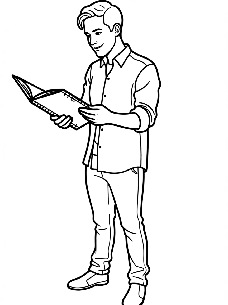 Lin-Manuel Miranda with a notebook