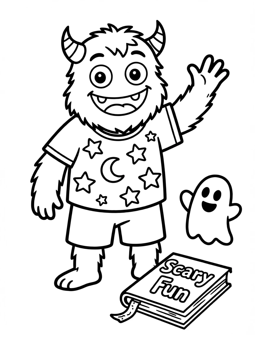 R.L. Stine with a funny monster