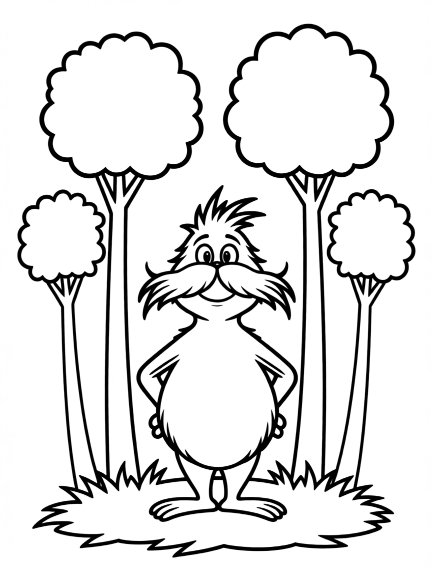 Dr. Seuss (classic drawing style) with a Lorax