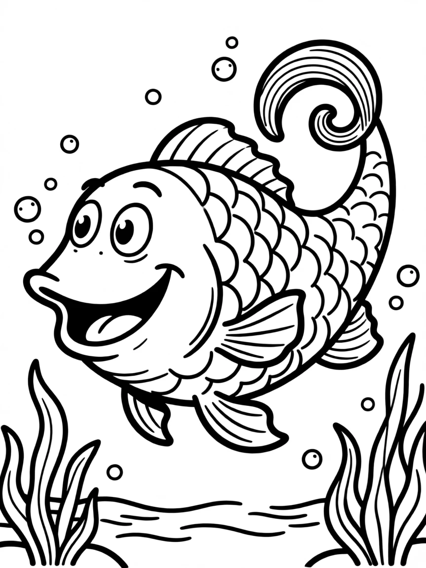 Dr. Seuss (classic drawing style) with a fish