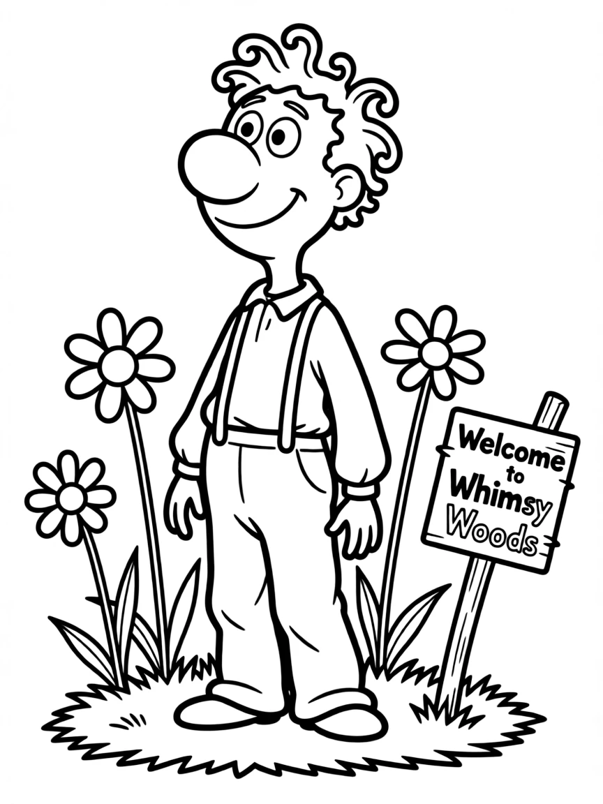 Dr. Seuss (classic drawing style) drawing a funny character