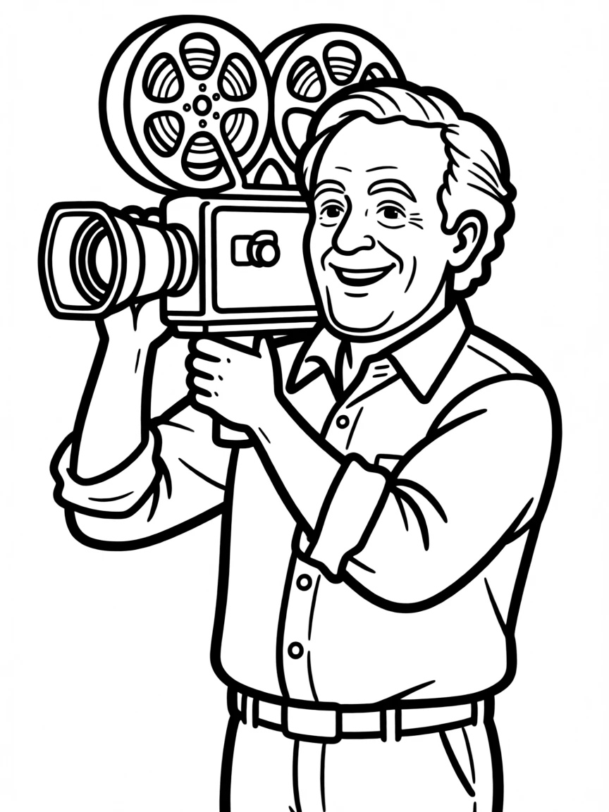 Steven Spielberg with a movie camera
