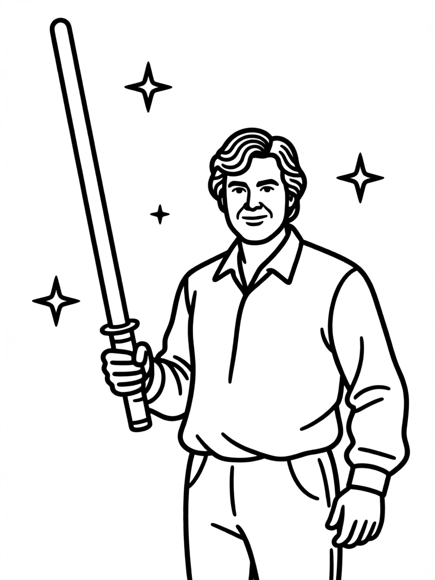 George Lucas with a light saber