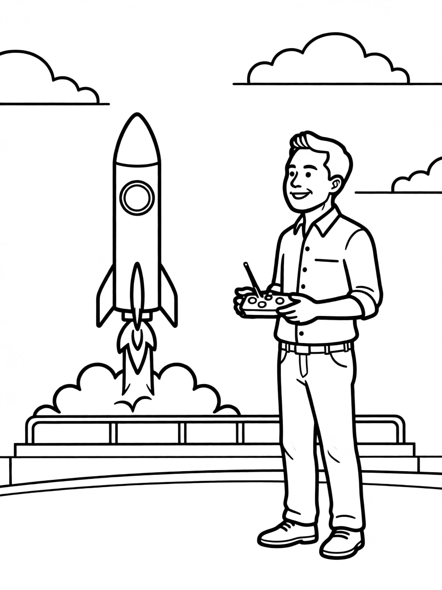 Elon Musk launching a mini rocket