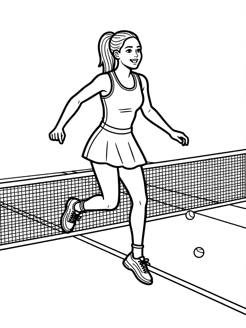 Serena Williams jumping over a tennis net