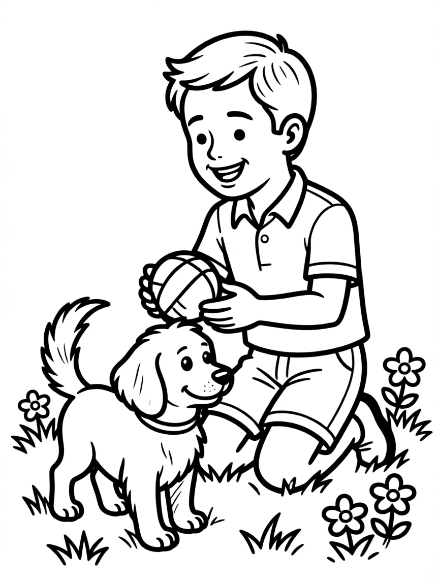 Prince William playing with a dog