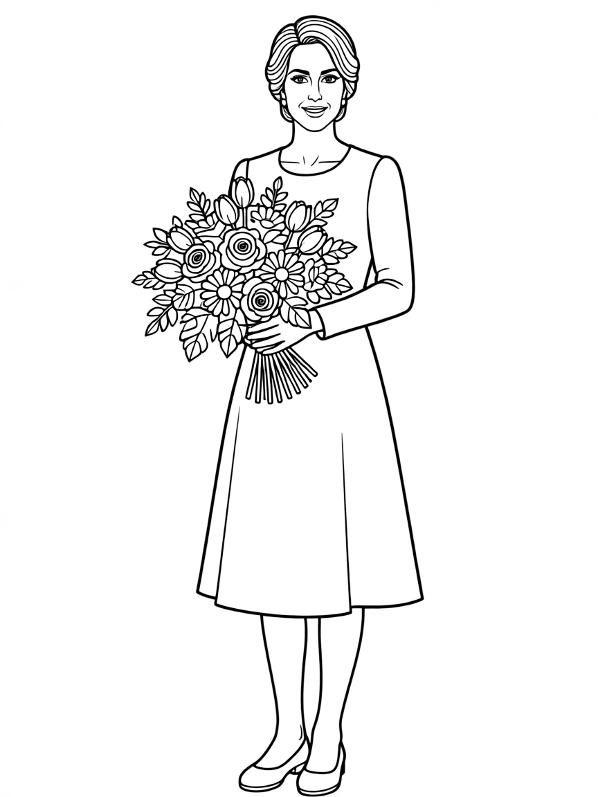 Kate Middleton holding a bouquet of flowers