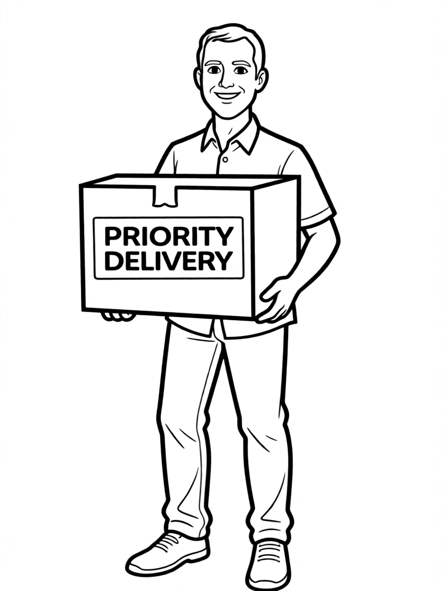 Jeff Bezos with a delivery box