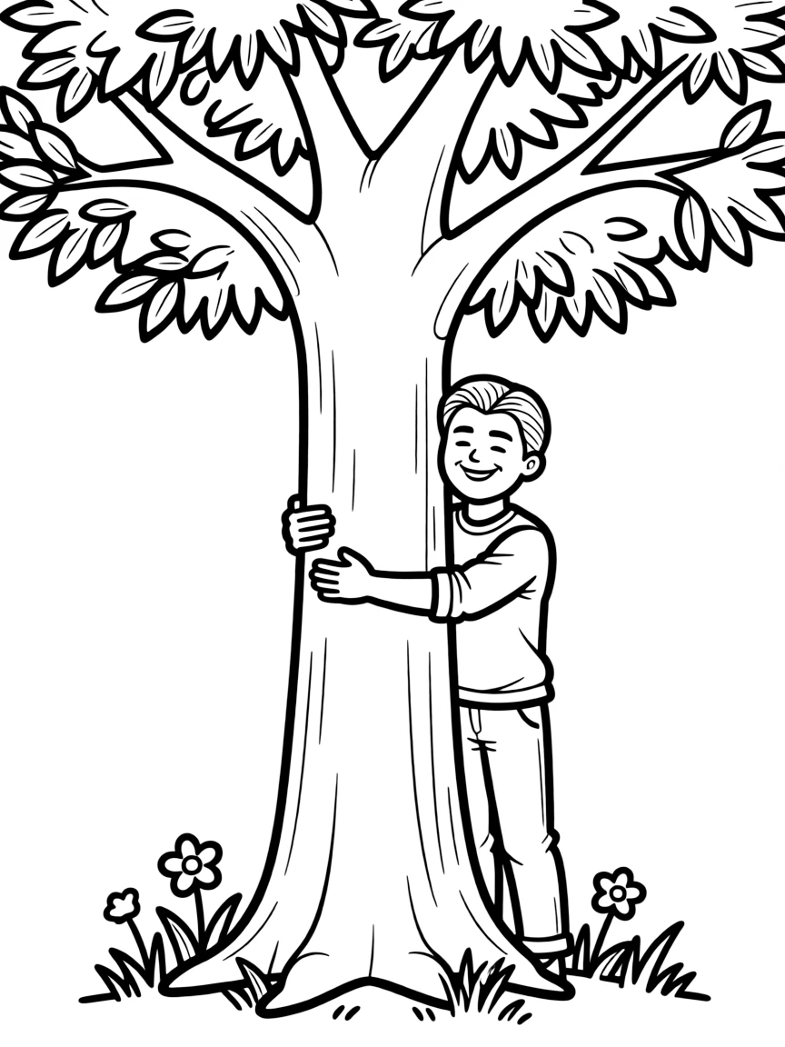Leonardo DiCaprio hugging a tree