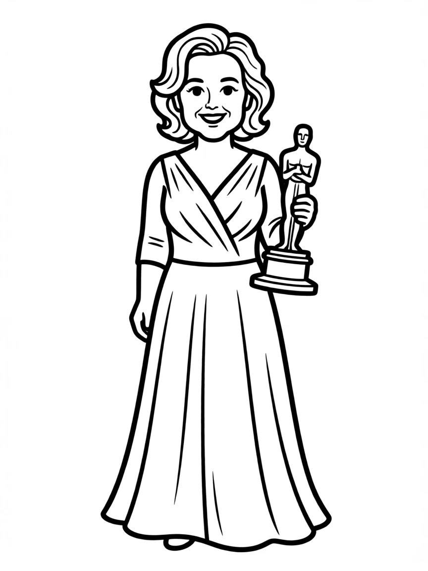 Meryl Streep holding an Oscar statue