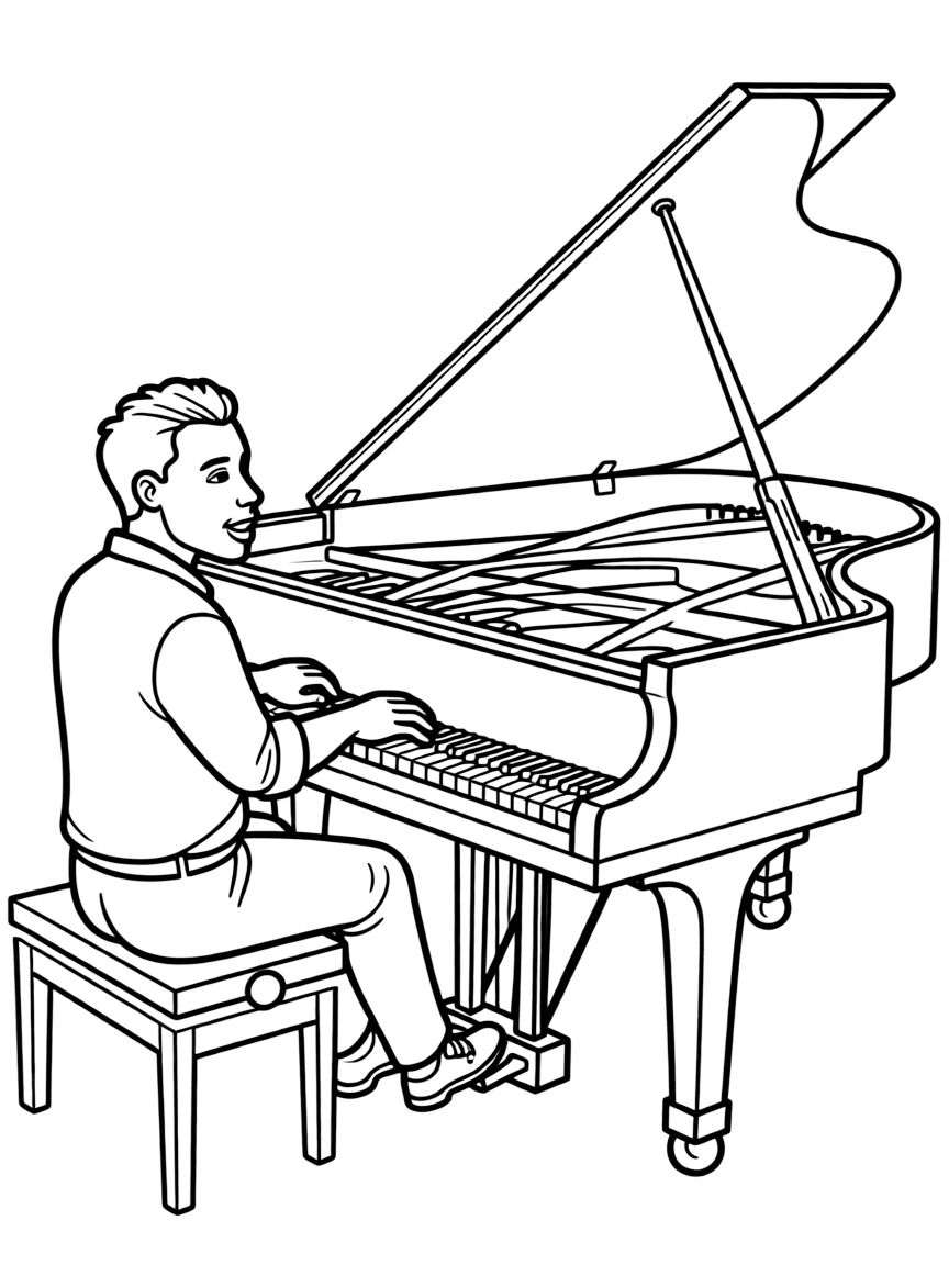 John Legend playing a grand piano