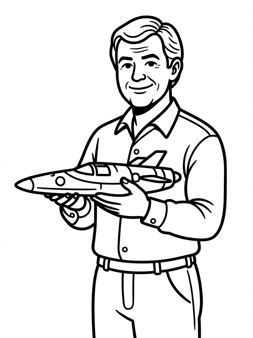 George Lucas with a small model of a spaceship