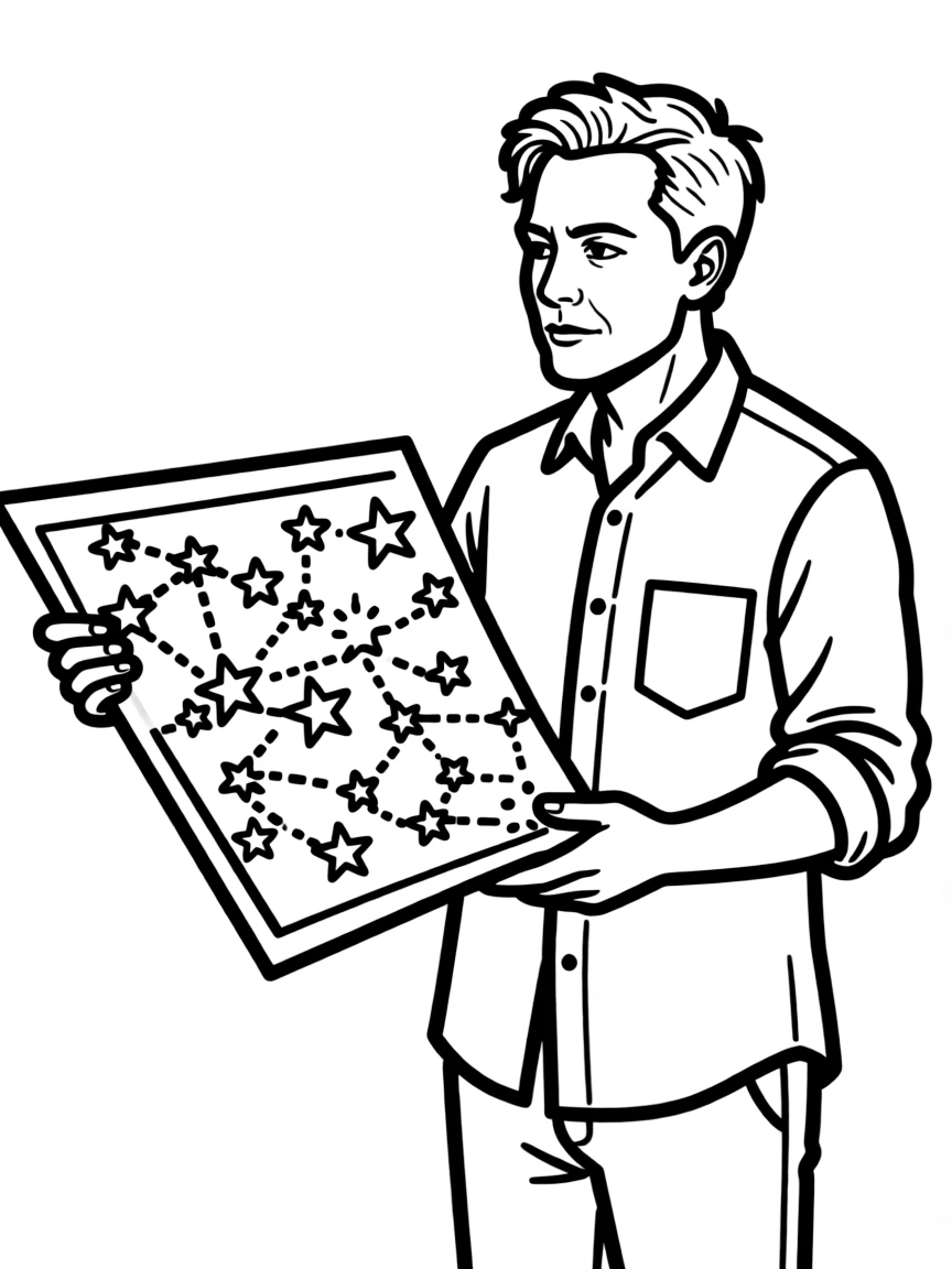 Elon Musk looking at a star map