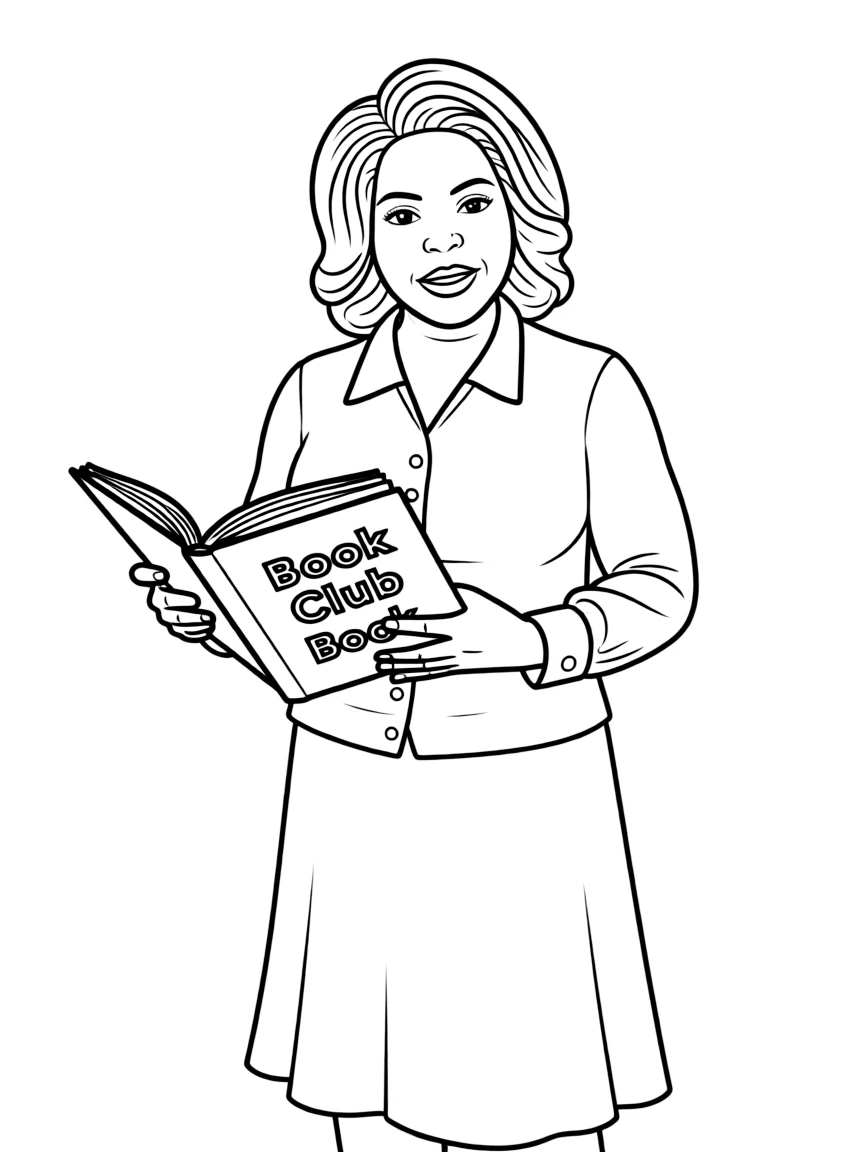 Oprah Winfrey holding a book club book
