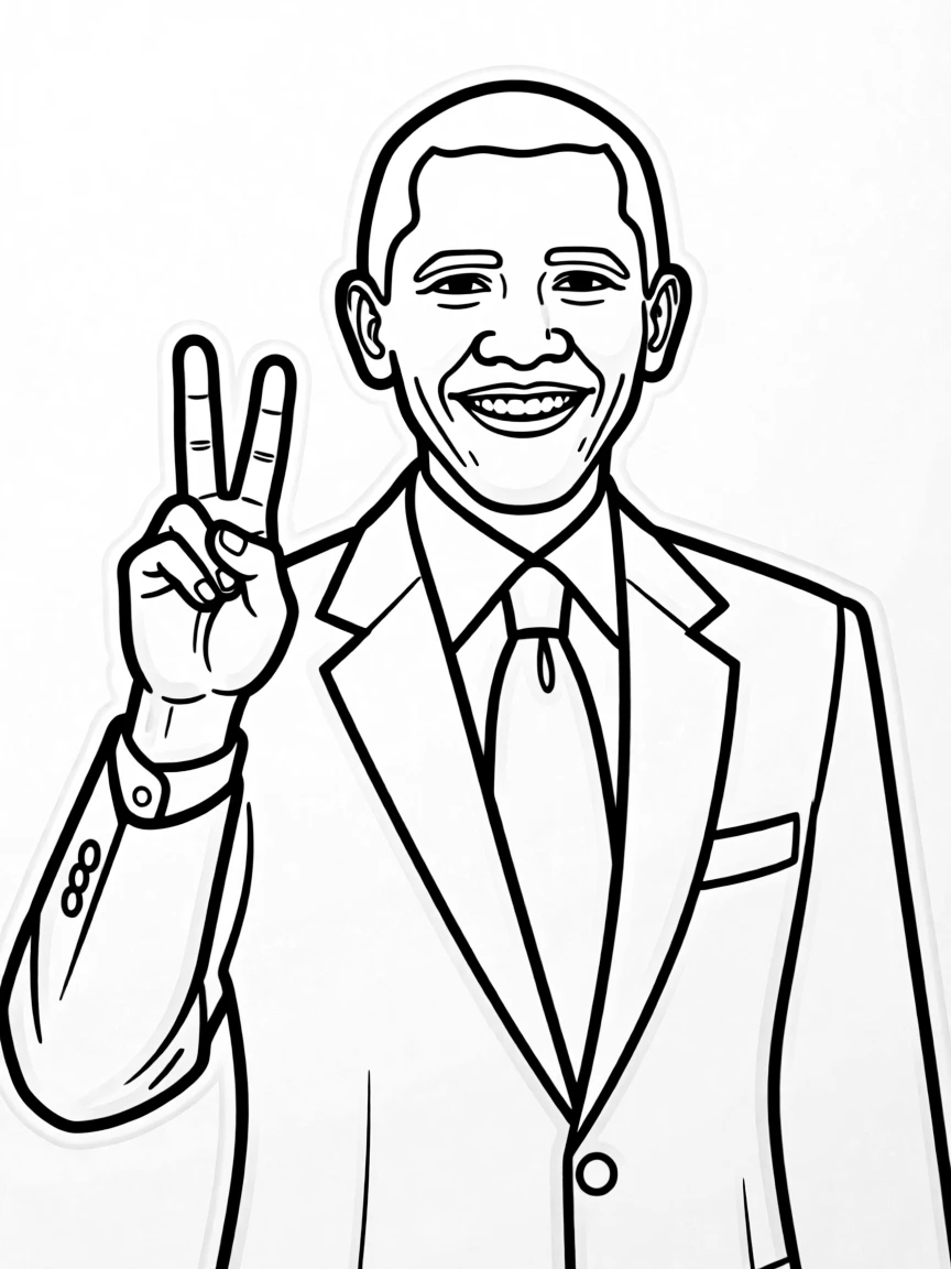 Barack Obama giving a peace sign