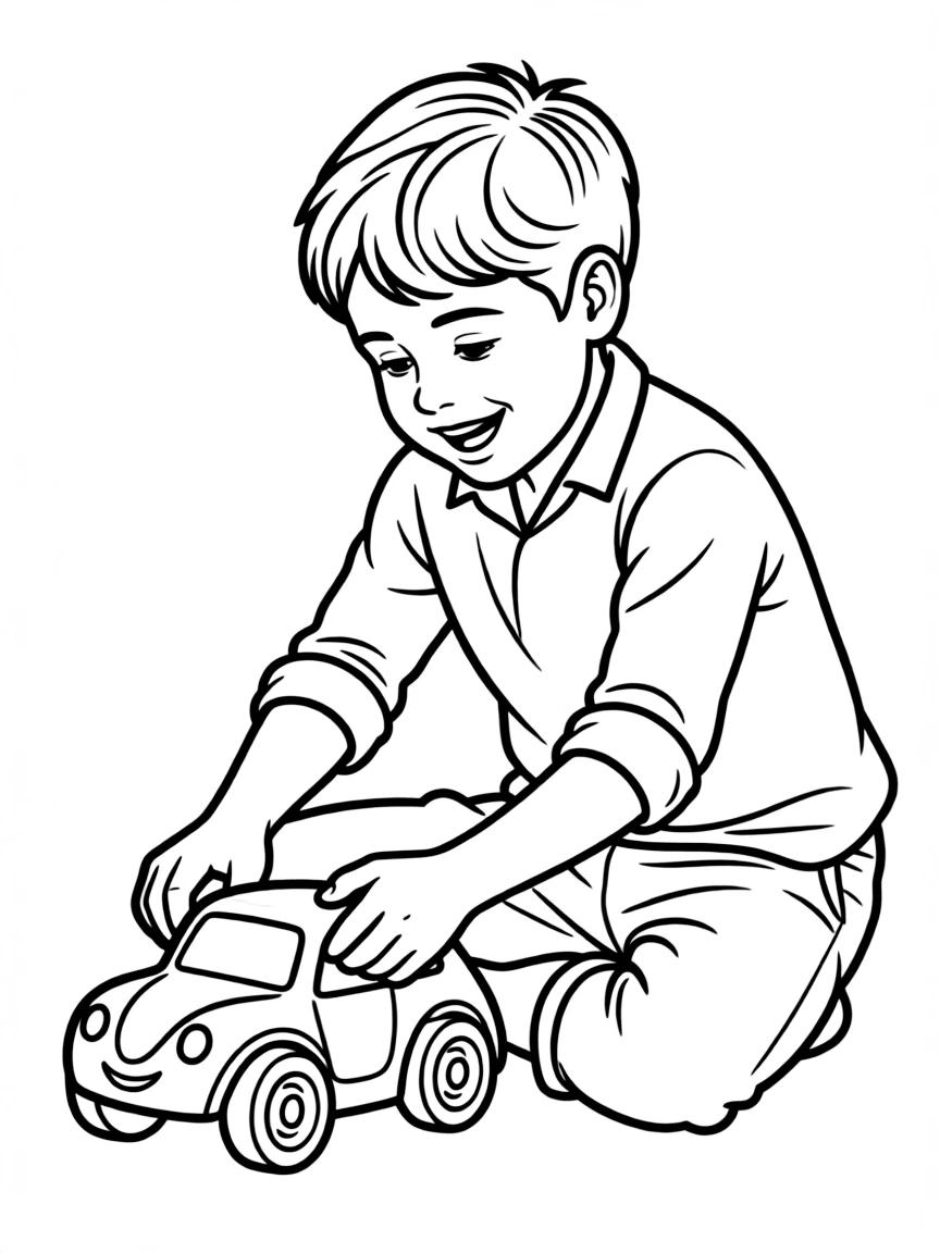 Prince William playing with a toy car