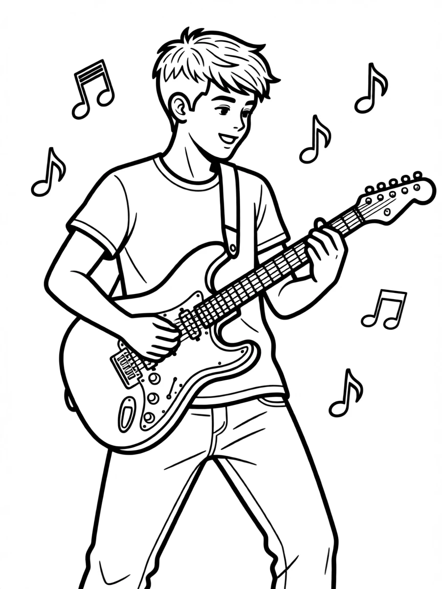 Justin Bieber playing a guitar solo