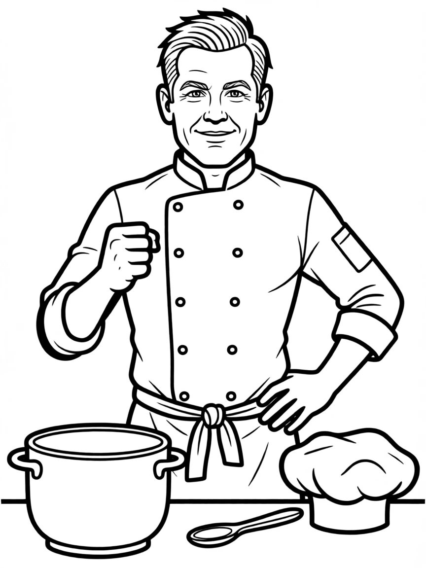 Gordon Ramsay giving a "yes, chef!" pose
