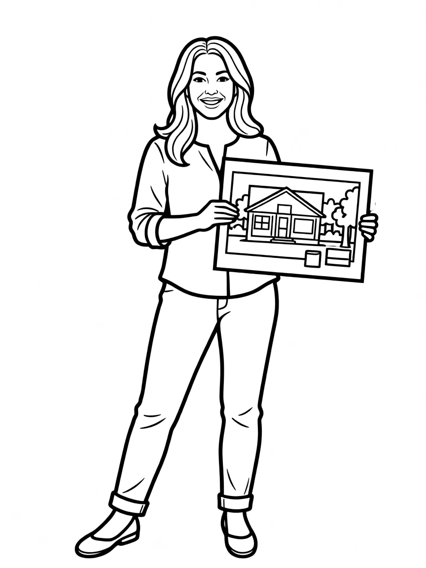 Joanna Gaines with a design sketch in her hand