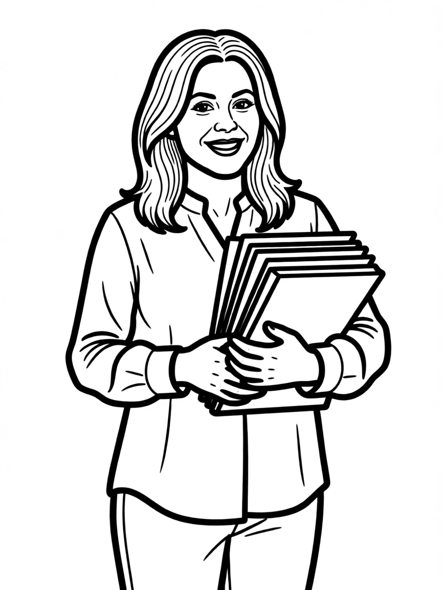 Shonda Rhimes with a stack of scripts