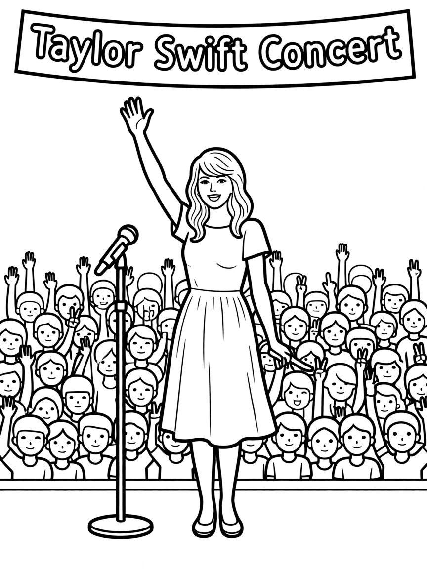 Taylor Swift waving to a concert crowd