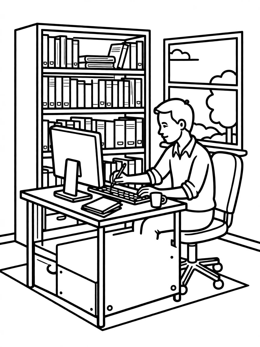 A person working in his office