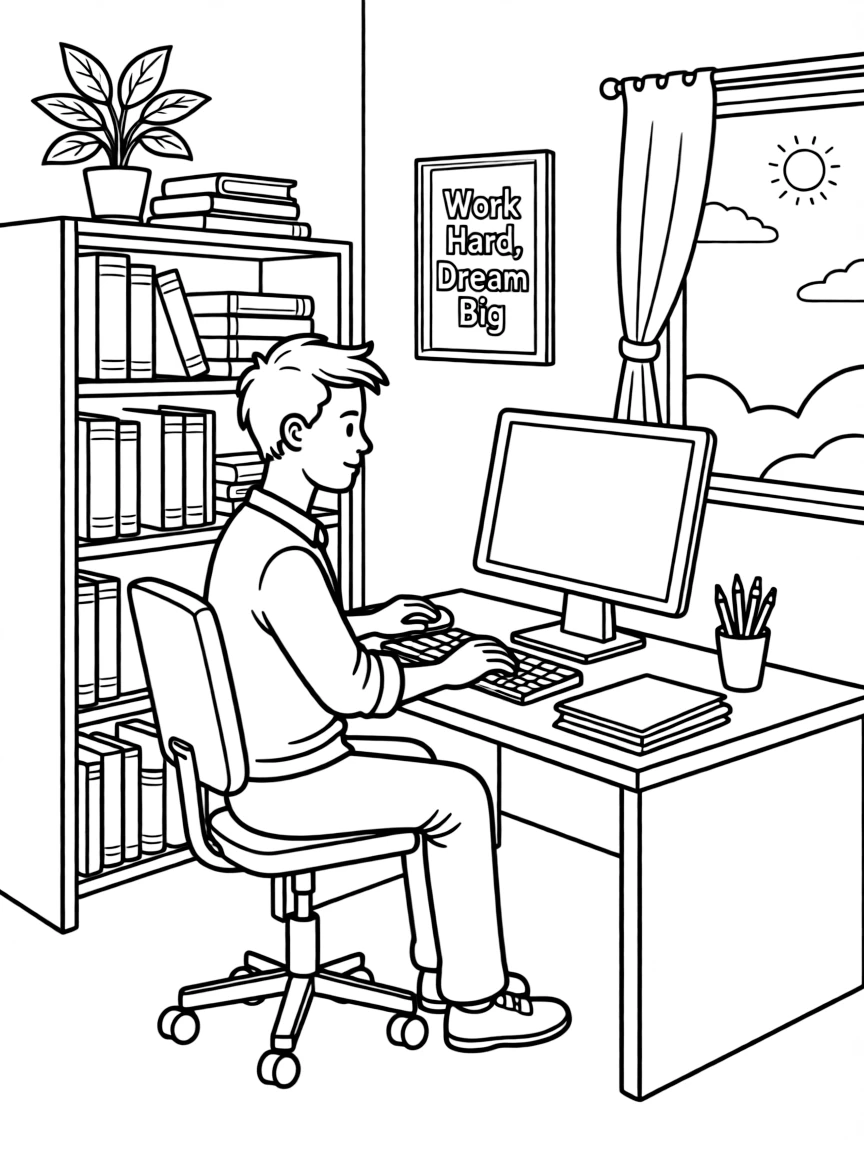 A person working in his office