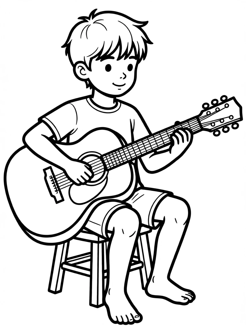 Justin Bieber strumming a guitar