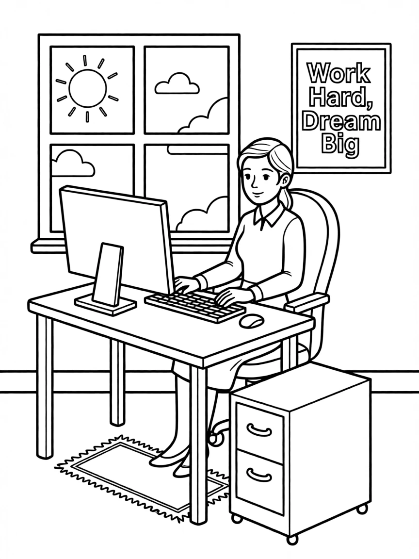 A person working in her office