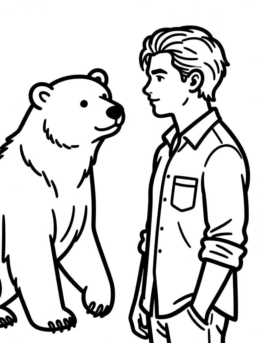 Leonardo DiCaprio looking at a polar bear