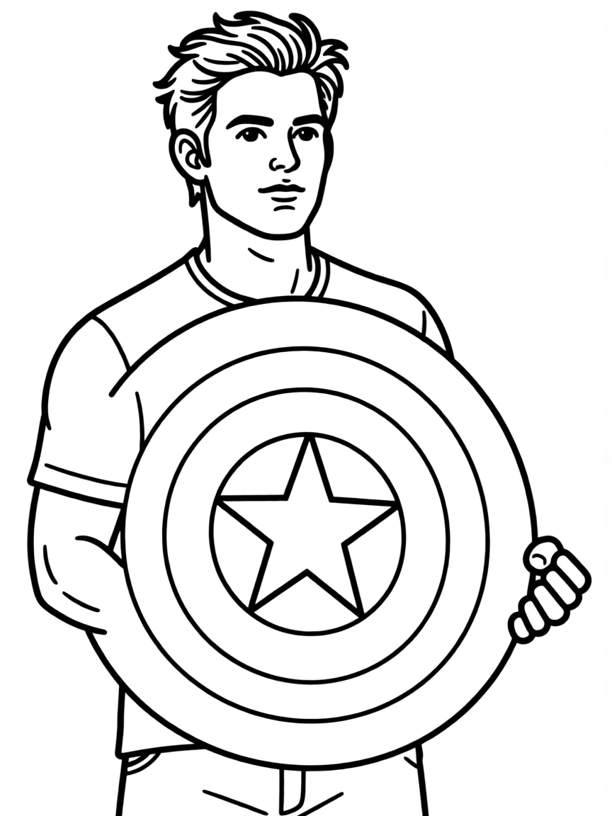 Chris Evans with a patriotic shield