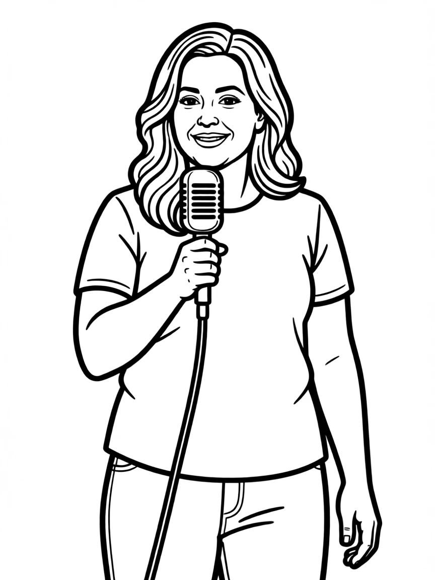 Amy Schumer holding a mic and smiling