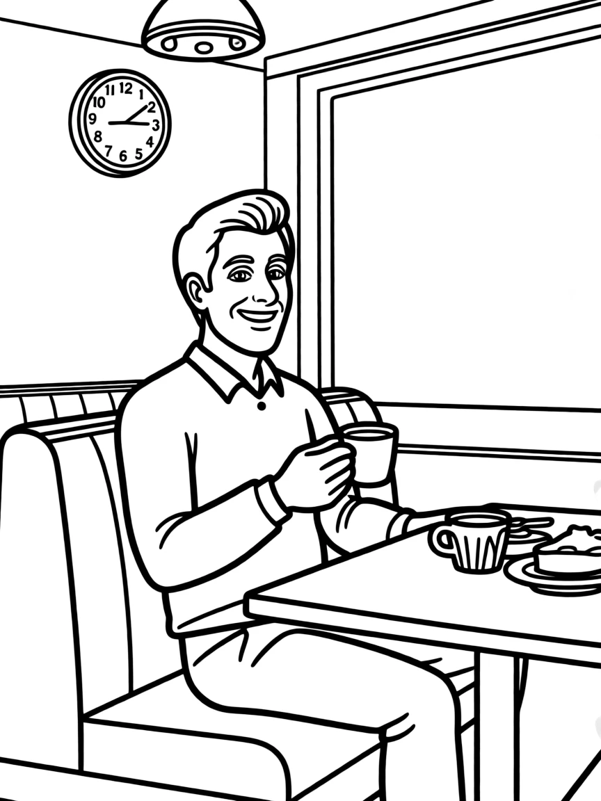 Jerry Seinfeld in a diner booth