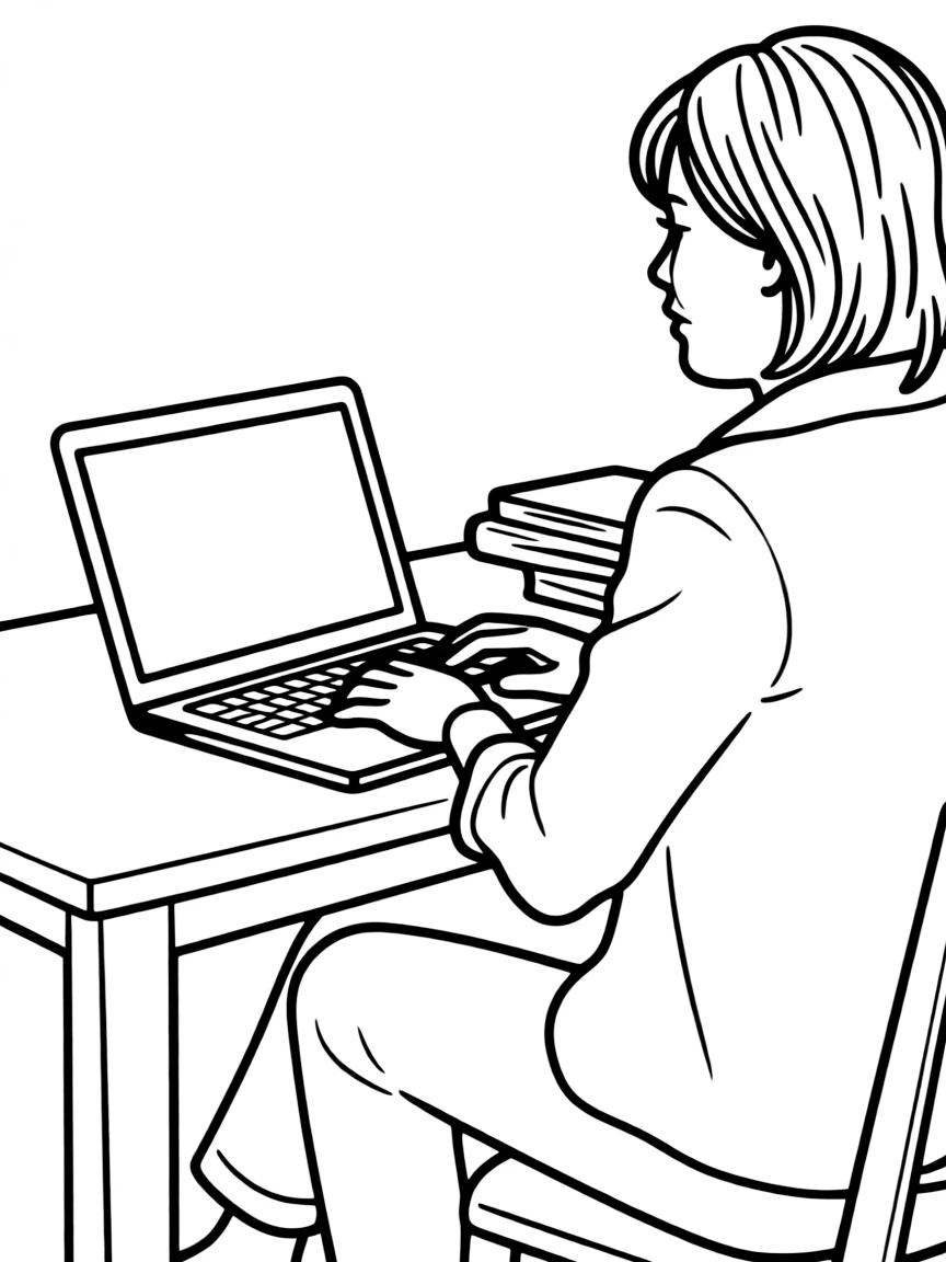 Shonda Rhimes with a laptop, writing